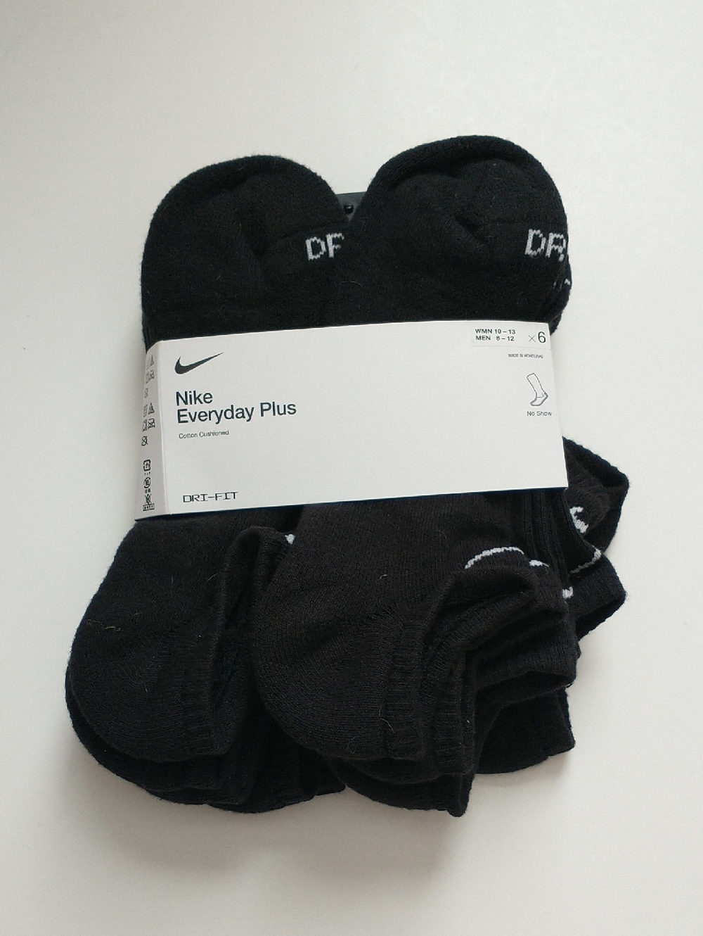 Nike Everyday Plus No-Show Athletic Socks - Black. SIZE M8-12, W10-13